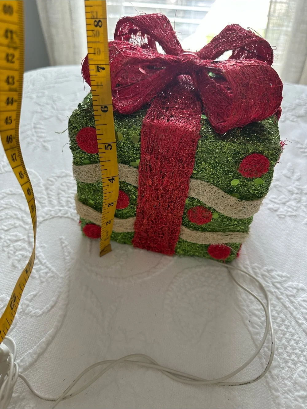 Christmas Gift Box Festive Light-Up Holiday Gift Decor - Red & Green Glitter